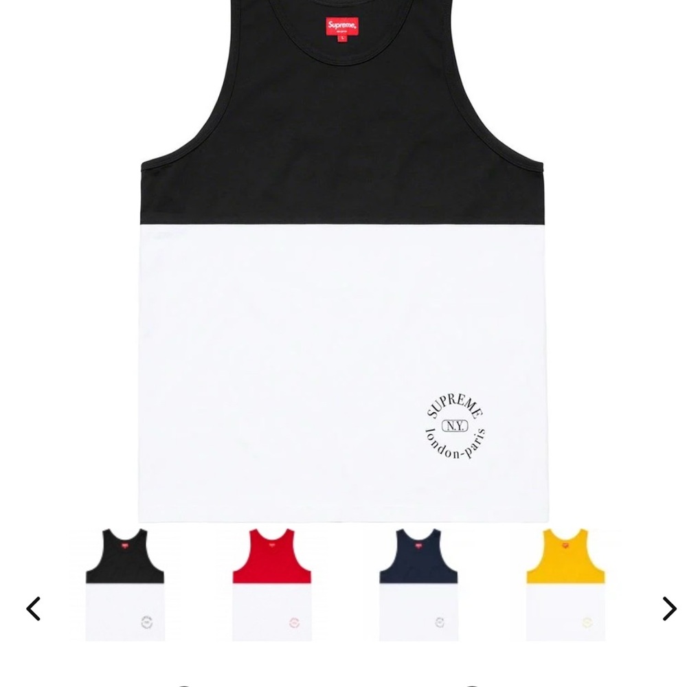 SUPREME Split Tank Top Size L Navy / White SS19 London Paris New York